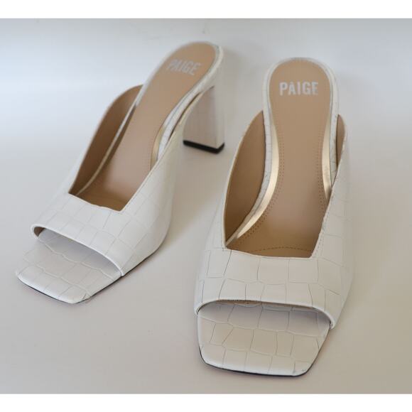 Paige Croc Embossed Leather Slip On Heel Size 8.5 - Picture 2 of 9